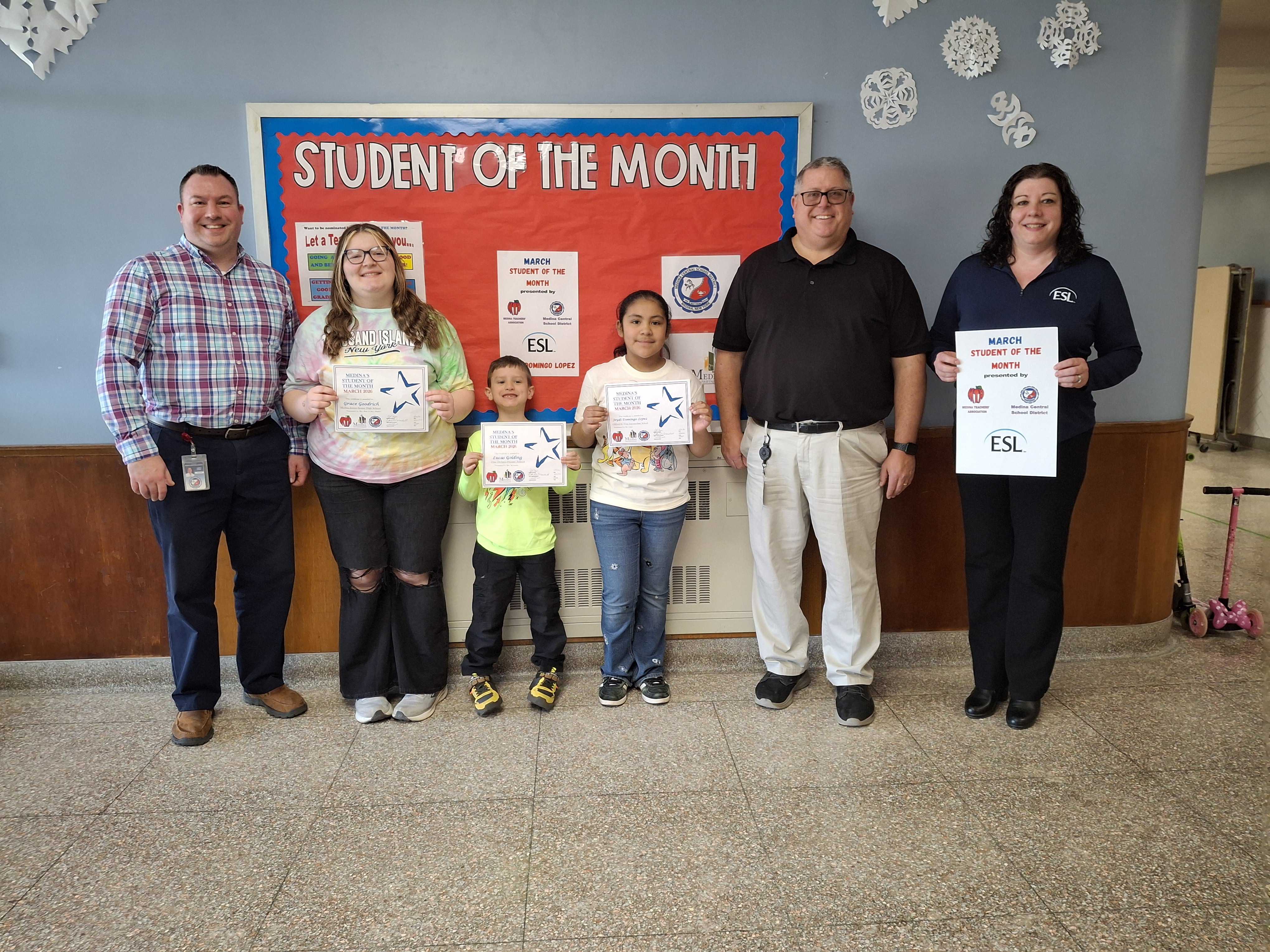 Group of students and staff for Student of the Month picture for March 20266